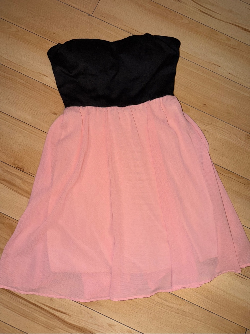 Eclipse Black Strapless dress with Pink Skirt Fit-and-Flare Dress
